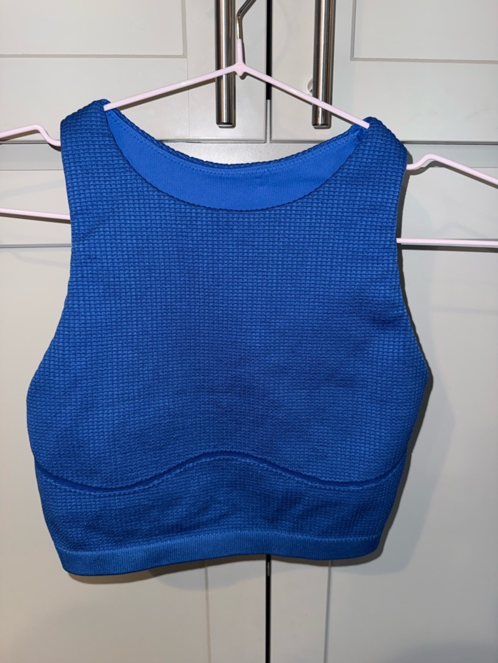 Aerie OFFLINE Blue Textured Sports Bra Crop Top |Small|Racerback Seamless EUC